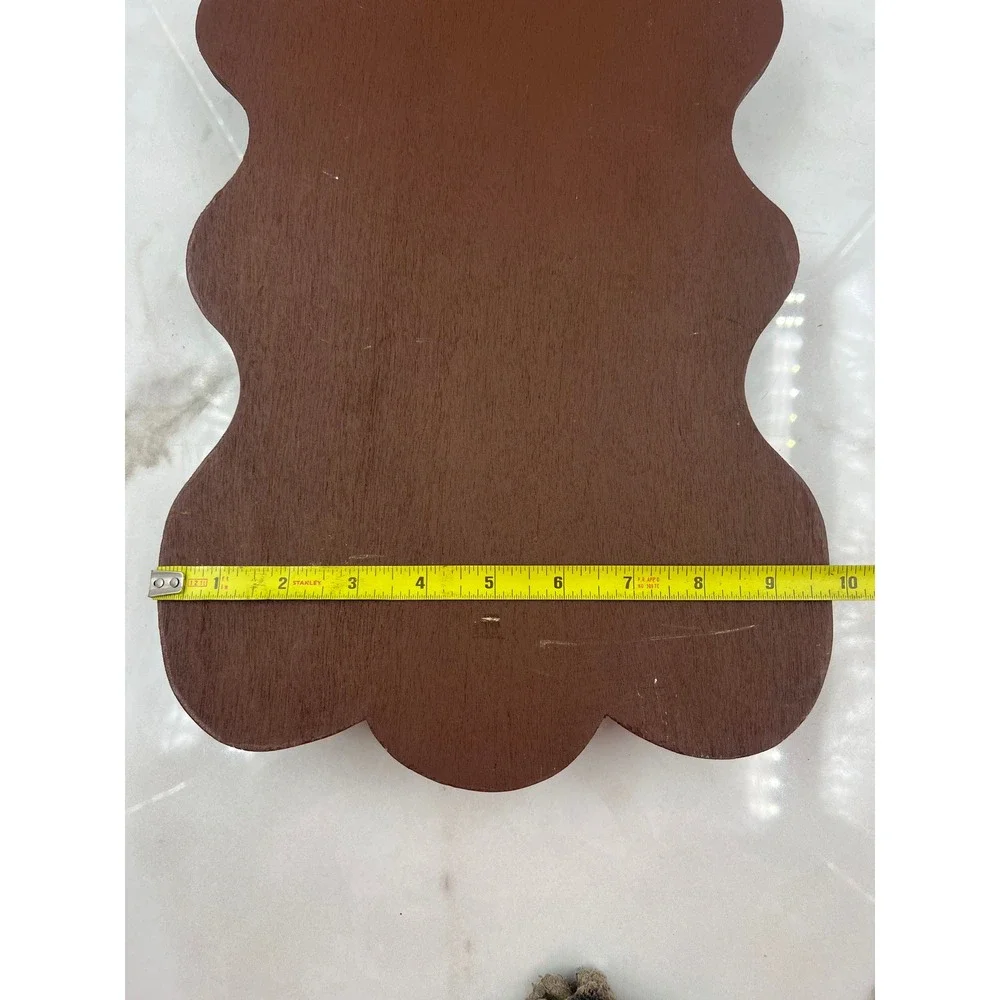 Vintage Wooden Spoon Rack Wall Hanging Display Heart Cutout Scalloped Brown